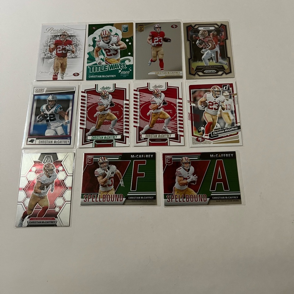 Christian McCaffrey RB San Francisco 49ers Lot of 11 NFL Football Trading Cards